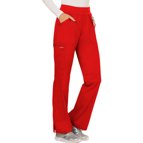 Cherokee Workwear Revolution WW110 Scrubs Pants Women's Mid Rise Straight Leg Pull-on Red 5XL