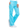 Cherokee Workwear Revolution WW120 Scrubs Pants Women's Mid Rise Flare Drawstring Turquoise 5XL