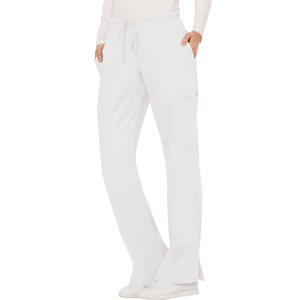 Cherokee Workwear Revolution WW120 Scrubs Pants Women's Mid Rise Moderate Flare Drawstring White 4XL