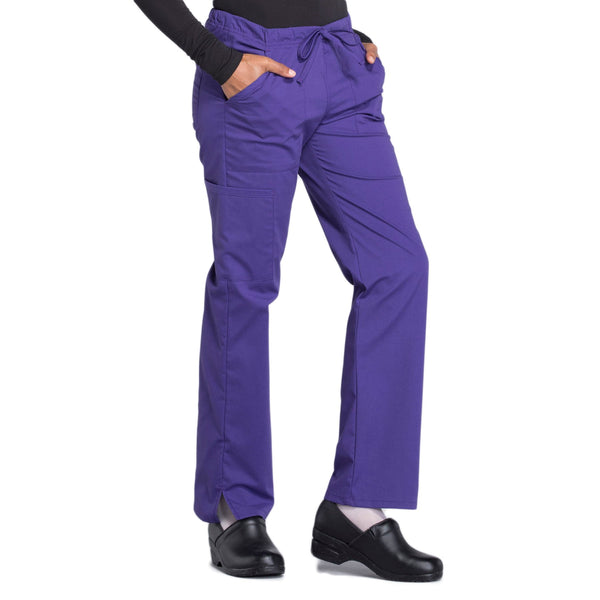 Cherokee Workwear Professionals WW160 Scrubs Pants Women's Mid Rise Straight Leg Drawstring Grape 5XL