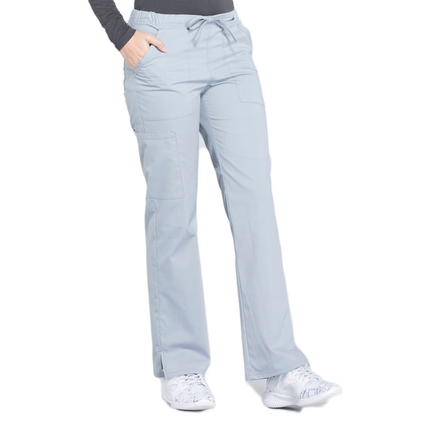 Cherokee Workwear Professionals WW160 Scrubs Pants Women's Mid Rise Straight Leg Drawstring Grey 5XL