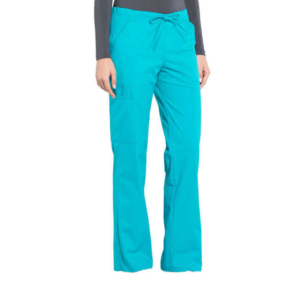 Cherokee Workwear Professionals WW160 Scrubs Pants Women's Mid Rise Straight Leg Drawstring Teal Blue 5XL