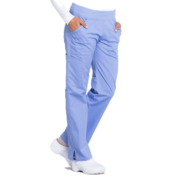 Cherokee Workwear Professionals WW170 Scrubs Pants Women's Mid Rise Straight Leg Pull-on Cargo Ciel Blue 5XL