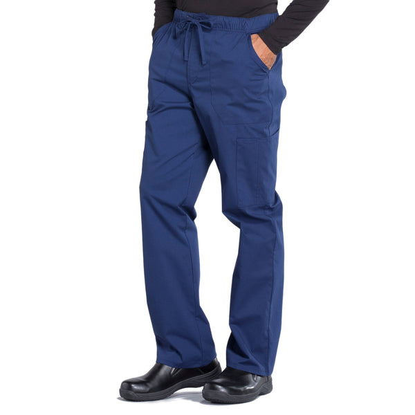 Cherokee Workwear Professionals WW190 Scrubs Pants Men's Tapered Leg Drawstring Cargo Navy 4XL