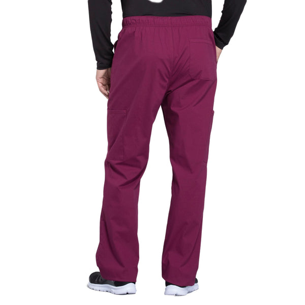 Cherokee Workwear Professionals WW190 Scrubs Pants Men's Tapered Leg Drawstring Cargo Wine 3XL