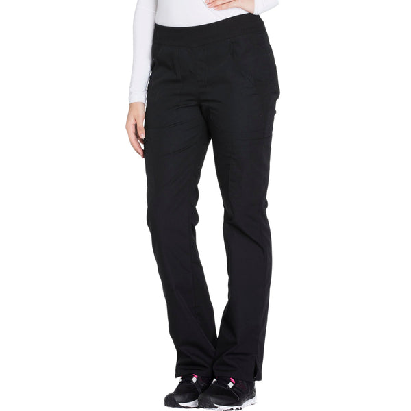 Cherokee Workwear WW210 Scrubs Pants Women's Mid Rise Straight Leg Pull-on Cargo Black 4XL