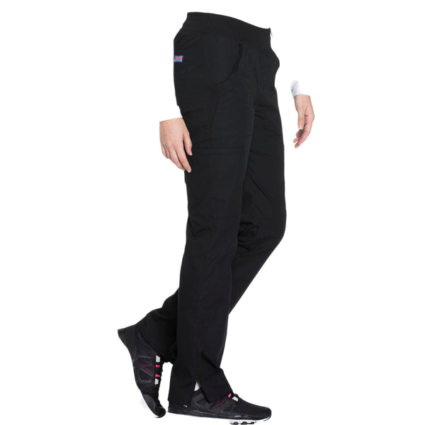 Cherokee Workwear WW210 Scrubs Pants Women's Mid Rise Straight Leg Pull-on Cargo Black 5XL