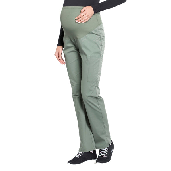 Cherokee Workwear Professionals WW220 Scrubs Pants Maternity Straight Leg Olive L