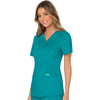 Cherokee Workwear Revolution WW610 Scrubs Top Women's Mock Wrap Teal Blue 4XL