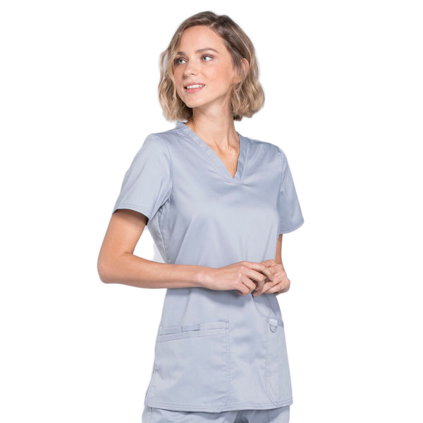 Cherokee Workwear Revolution WW620 Scrubs Top Women's V-Neck Grey 5XL