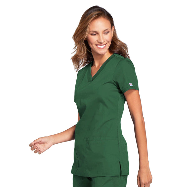 Cherokee Workwear WW645 Scrubs Top Women's V-Neck Hunter Green 4XL