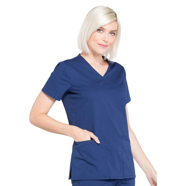 Cherokee Workwear Professionals WW655 Scrubs Top Women's Mock Wrap Navy 5XL