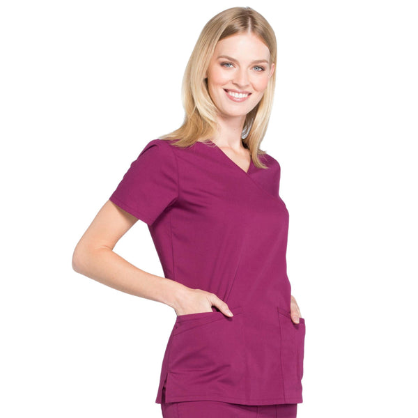 Cherokee Workwear Professionals WW655 Scrubs Top Women's Mock Wrap Wine 5XL