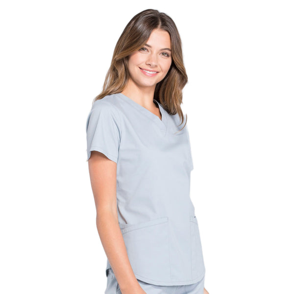 Cherokee Workwear Professionals WW665 Scrubs Top Women's V-Neck Grey 5XL