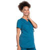 Cherokee Workwear Professionals WW685 Scrubs Top Maternity Mock Wrap Caribbean Blue M