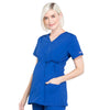 Cherokee Workwear Professionals WW685 Scrubs Top Maternity Mock Wrap Galaxy Blue L