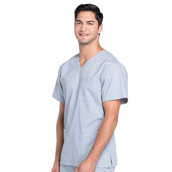 Cherokee Workwear Professionals WW695 Scrubs Top Men's V-Neck Grey 4XL