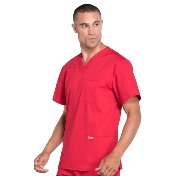 Cherokee Workwear Professionals WW695 Scrubs Top Men's V-Neck Red 4XL