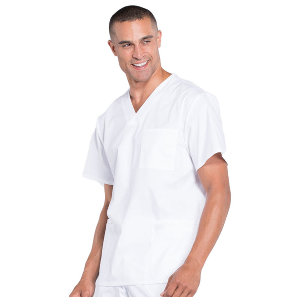 Cherokee Workwear Professionals WW695 Scrubs Top Men's V-Neck White 4XL