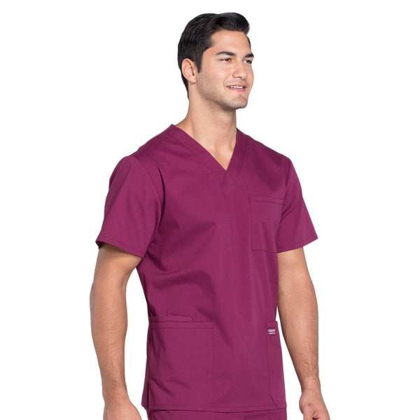 Cherokee Workwear Professionals WW695 Scrubs Top Men's V-Neck Wine 5XL