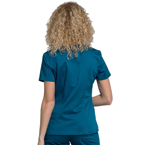 Cherokee Workwear Revolution WW710 Scrubs Top Women's V-Neck Caribbean Blue 3XL