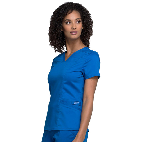 Cherokee Workwear Revolution WW710 Scrubs Top Women's V-Neck Royal L