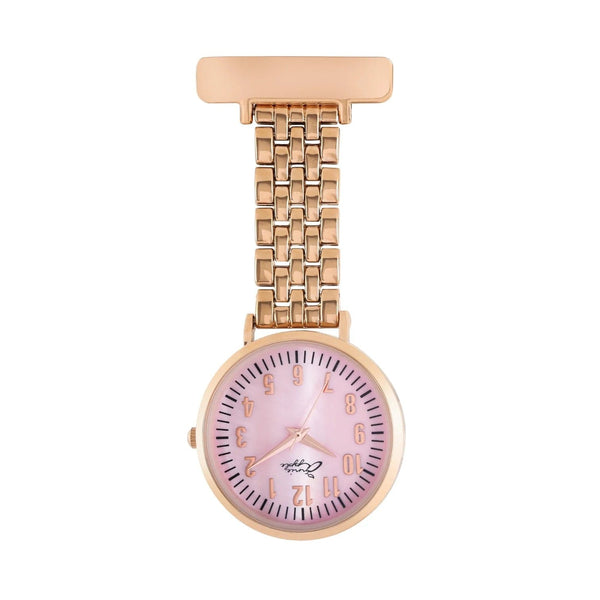 Annie Apple Fob Watches Aurora Pink Mother of Pearl /Rose Gold Link Fob
