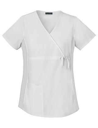 Cherokee Scrubs Top Cherokee Flexibles 2892 Scrubs Top Maternity Mock Wrap Knit Panel White XS