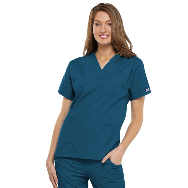 Cherokee Scrubs Top Cherokee Workwear 4700 Scrubs Top Women's V-Neck Caribbean Blue