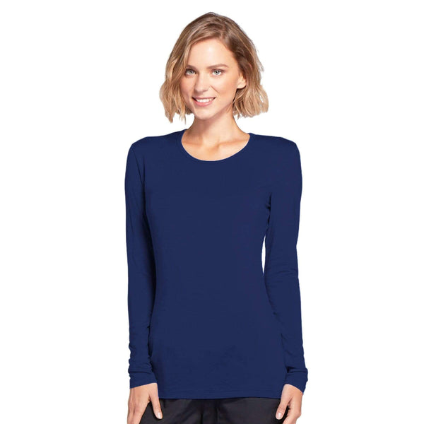 Cherokee Underscrubs 2XL Cherokee Workwear 4881 Underscrubs Women's Long Sleeve Knit Tee Navy