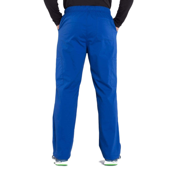 Cherokee Scrubs Pants Cherokee Workwear Professionals WW190 Scrubs Pants Men's Tapered Leg Drawstring Cargo Galaxy Blue