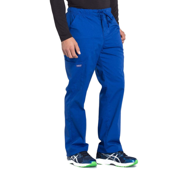 Cherokee Scrubs Pants Cherokee Workwear Professionals WW190 Scrubs Pants Men's Tapered Leg Drawstring Cargo Galaxy Blue