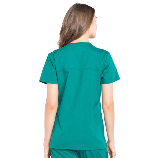 Cherokee Scrubs Top Cherokee Workwear Professionals WW655 Scrubs Top Women's Mock Wrap Hunter Green