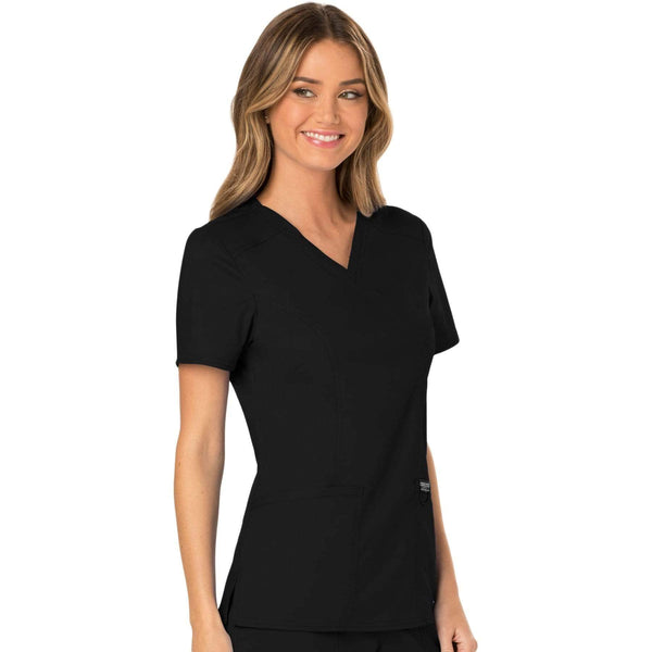 Cherokee Workwear Revolution WW610 Scrubs Top Women's Mock Wrap Black