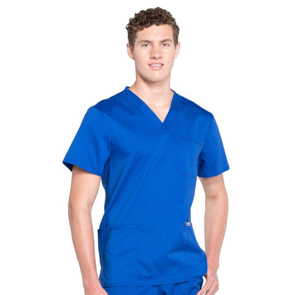 Cherokee Scrubs Top Cherokee Workwear Revolution WW670 Scrubs Top Men's V-Neck Galaxy Blue