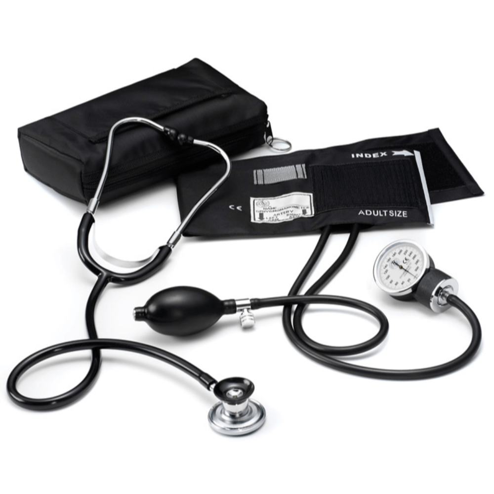 Nurse Essentials Starter Kit - Aneroid Sphygmomanometer, Stethoscope, Otoscope Black