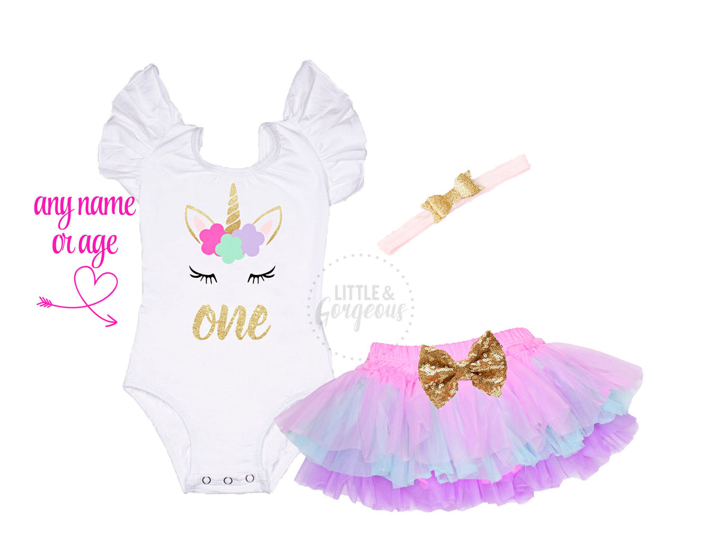 unicorn first birthday onesie