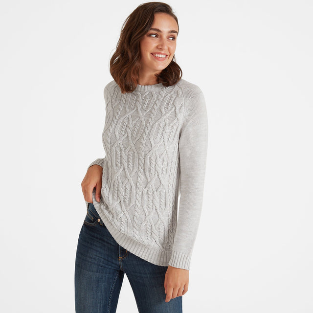 Adele Womens Cable Knit Jumper Ice Grey Tog24