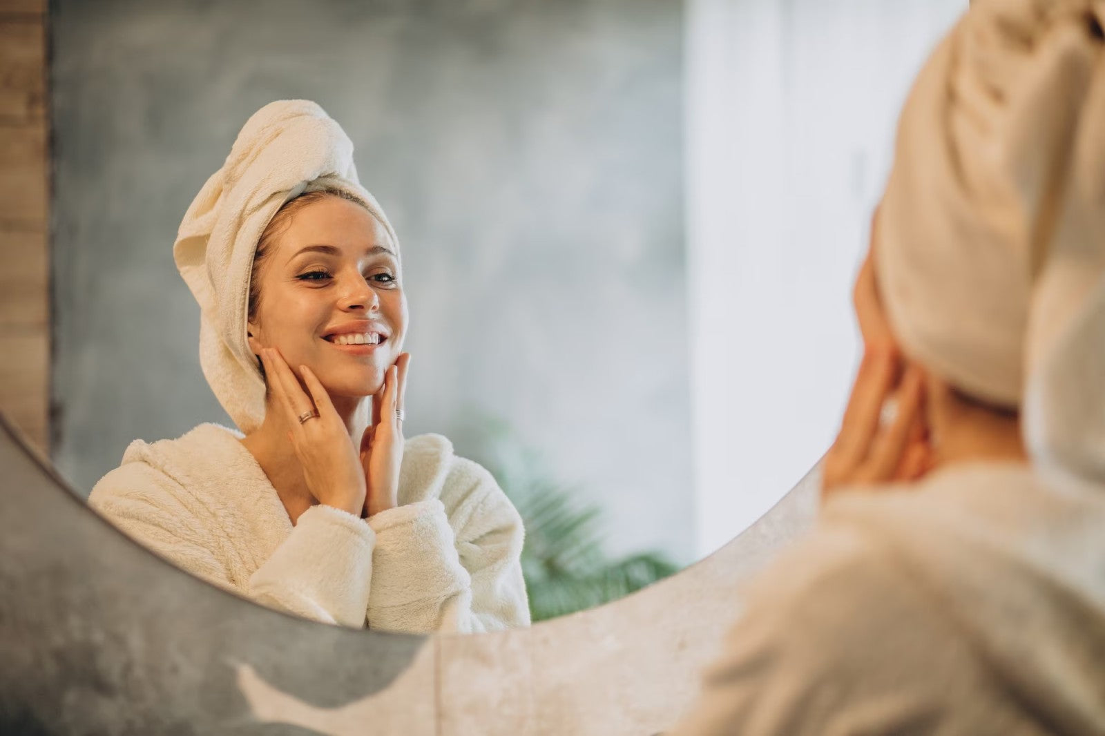 Looking at mirror