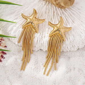 18K Gold-Plated Starfish Fringe Drop Earrings - Sois Inspire