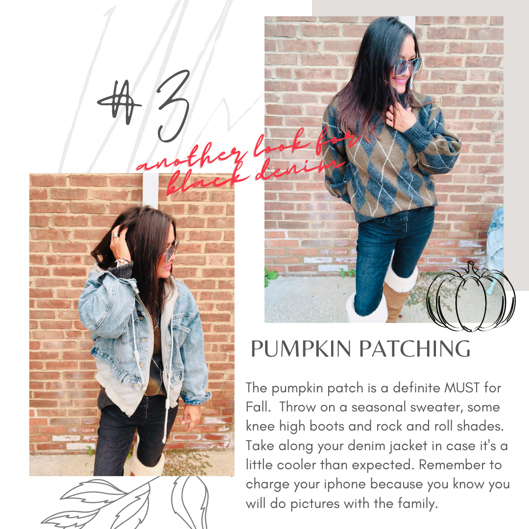 pumpkin patch outfit - black denim - fall fashion - fall must haves