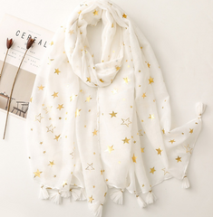 Star scarf with tassels.