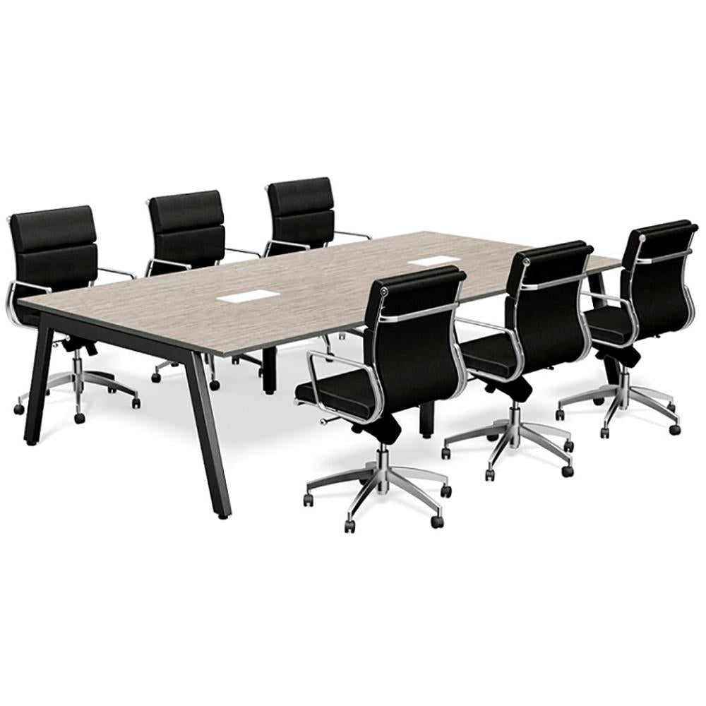 white boardroom table and chairs