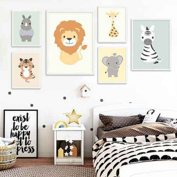 Nursery Wall Decor Canvas Prints Cute Animal Wall Art