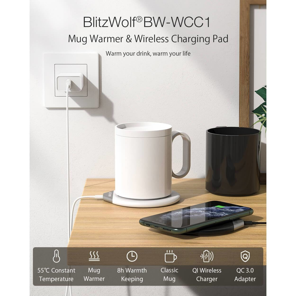 2 in 1 Mug Warmer Coffee Mug Warmer Wireless Charger / Open Box