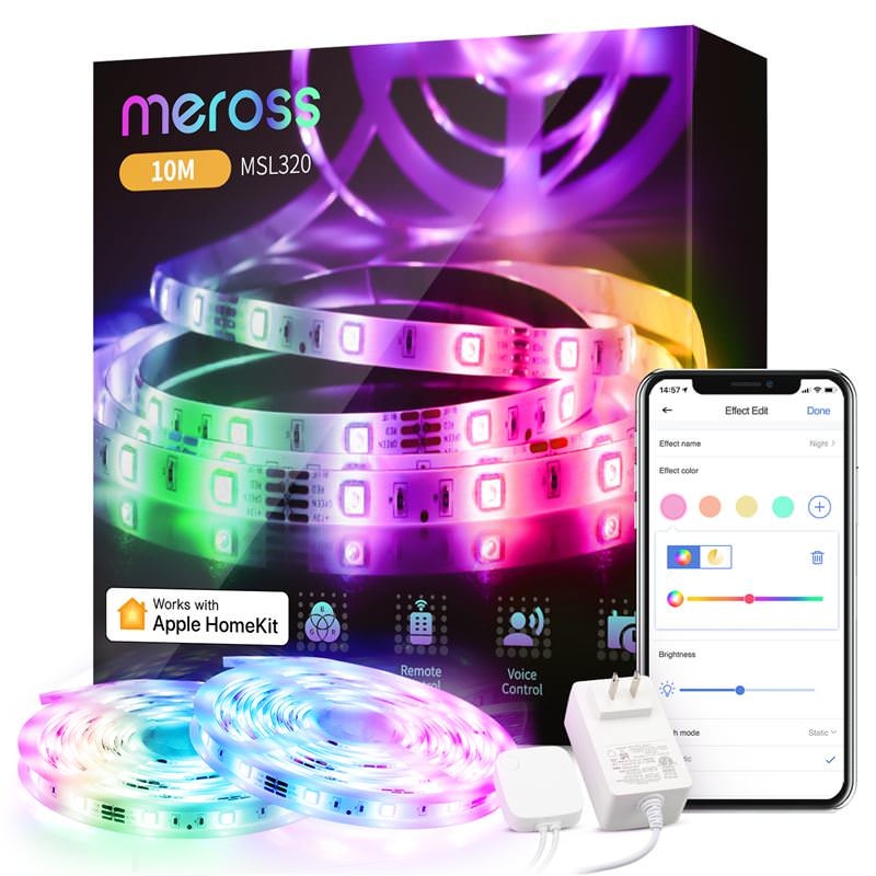 Smart 32.8ft LED Strip Lights Works with Apple HomeKit – Meross