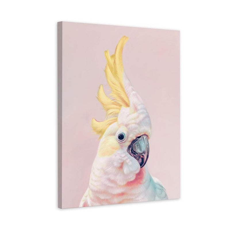 Charlie The Cockatoo Pink Canvas Art Print | Bird Nursery-The Print Emporium wall art prints