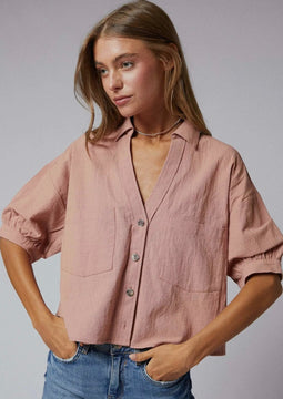 Puffed Sleeve Button Down