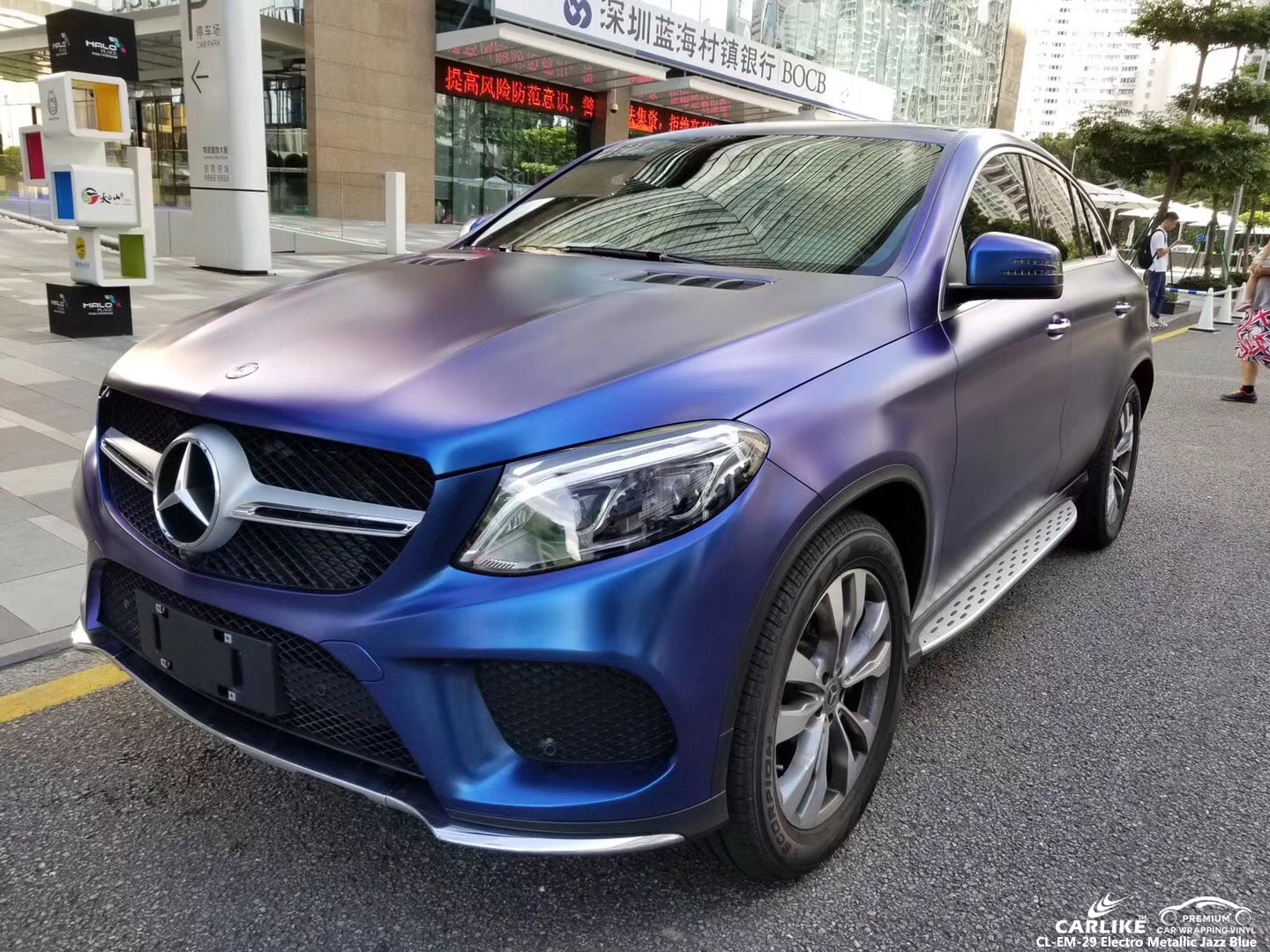 CARLIKE CL-EM-29 vinilo azul mate de metal electro metalizado envuelve mercedes suv