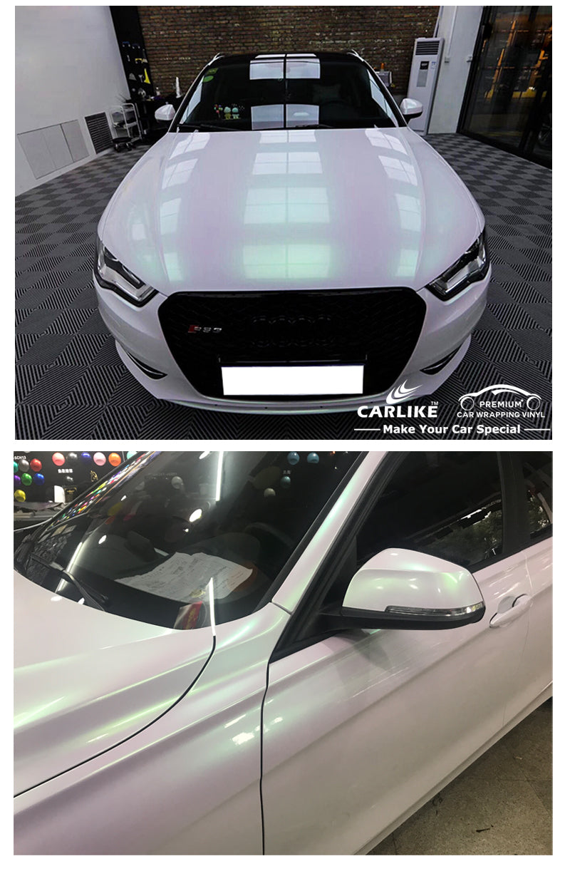 CARLIKE Gloss Aurora White to Green Red Vinyl